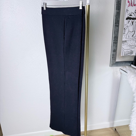Theory Talbert Fairfield Knit Wide Leg Pinstripe Trousers Navy Blue Size M - Picture 9 of 9